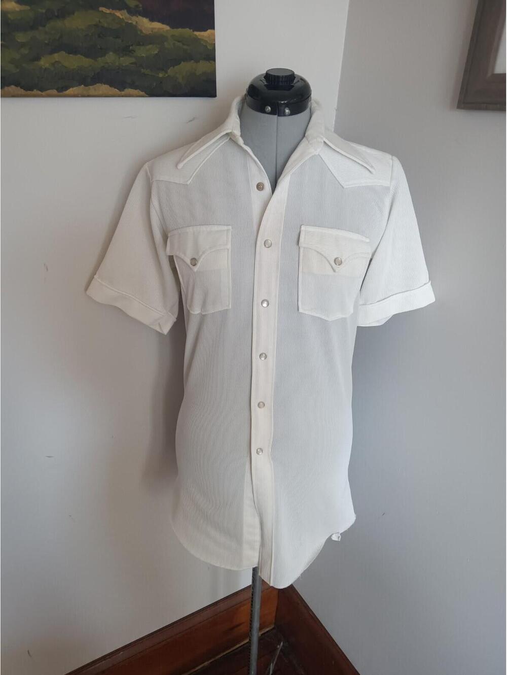 Vintage H Bar C Ranchwear Shirt,  70s Small Pearl Snap Short Sleeve Top
